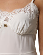 White Lace Gold DG Logo Silk Dress Sleepwear