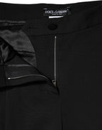 Black Wool High Waist Wide Leg Pants