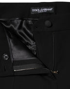 Black Wool High Waist Tapered Pants