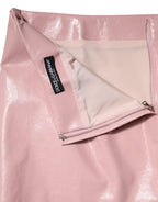 Glossy Pink Cotton Mid Waist Mini Skirt