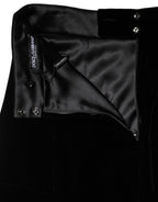 Black High Waist Fit Flared Midi Skirt