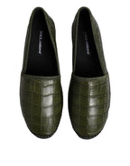 Green Exotic Leather Espadrilles Slip On Shoes