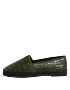Green Exotic Leather Espadrilles Slip On Shoes