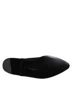 Black Velvet Embellished Loafer Slip On Shoes