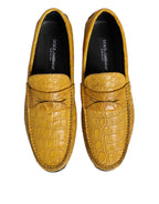 Yellow Exotic Leather Loafers Slip On Shoes