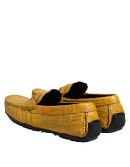 Yellow Exotic Leather Loafers Slip On Shoes