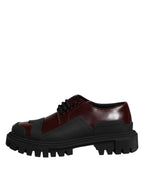 Red Leather Lace Up Trekking Dress Shoes