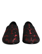 Red Black Jacquard Slip On Men Loafers Shoes