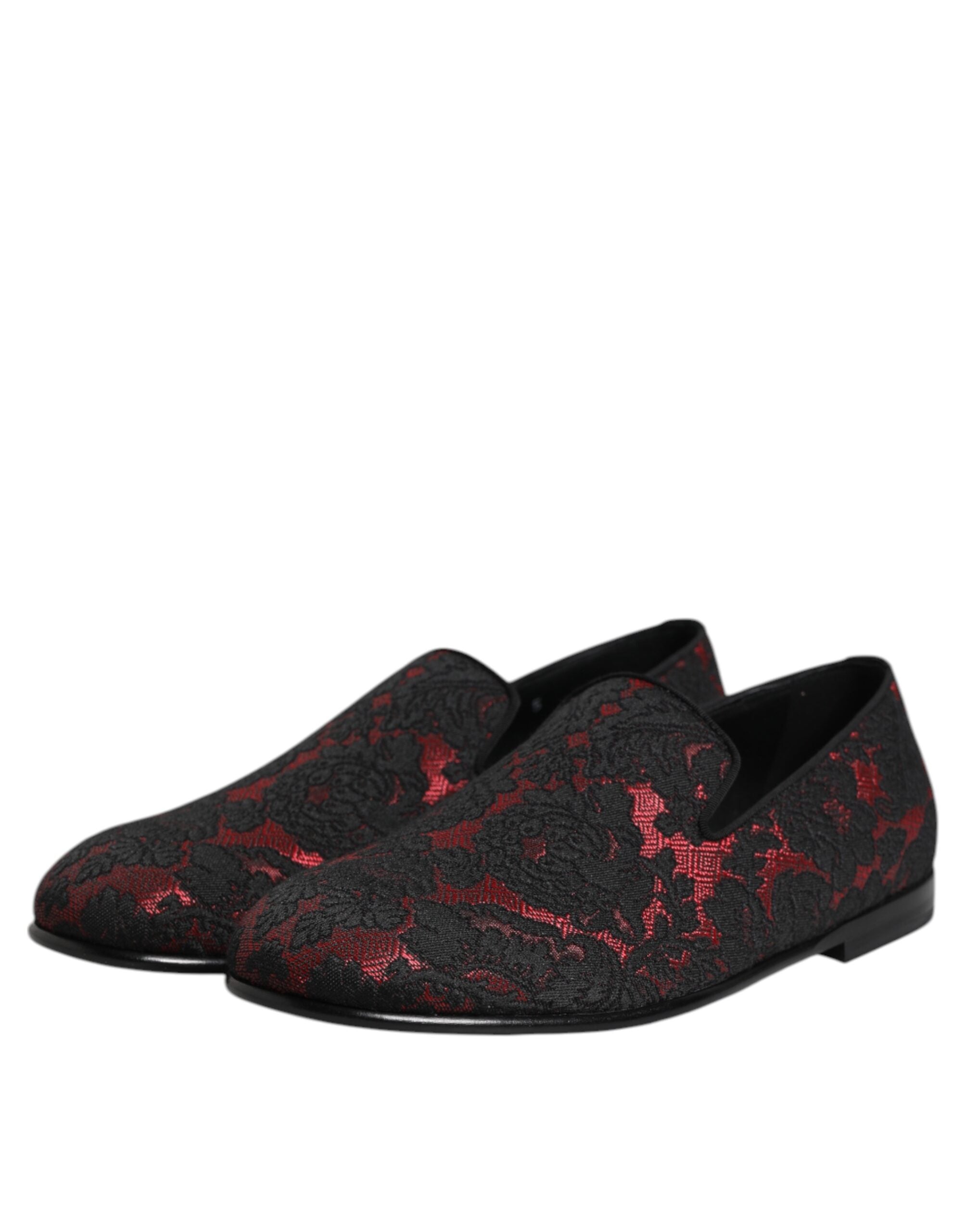 Red Black Jacquard Slip On Men Loafers Shoes