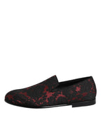 Red Black Jacquard Slip On Men Loafers Shoes