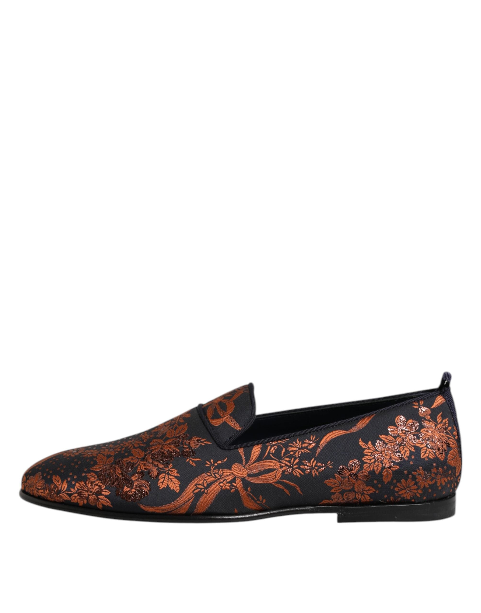 Black Jacquard Polyester Slip On Loafers Shoes