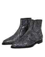 Dark Gray Cotton Sequined Chelsea Boots Shoes