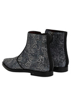 Dark Gray Cotton Sequined Chelsea Boots Shoes