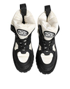 Black White Padded Lace Up Short Boots Shoes