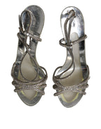 Silver Strass Ankle Strap Heels Sandals Shoes