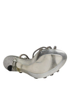 Silver Strass Ankle Strap Heels Sandals Shoes