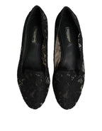 Black Taormina Lace Slip On Flats Shoes