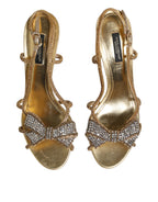 Gold Strass Ankle Strap Heels Sandals Shoes