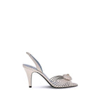 White Calf Leather Bos Taurus Stiletto Heel Sandals