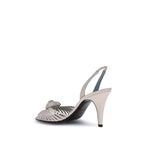 White Calf Leather Bos Taurus Stiletto Heel Sandals