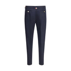 Blue Wool Casual Pants