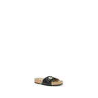 Black Calf Leather Bos Taurus Flat Sandals