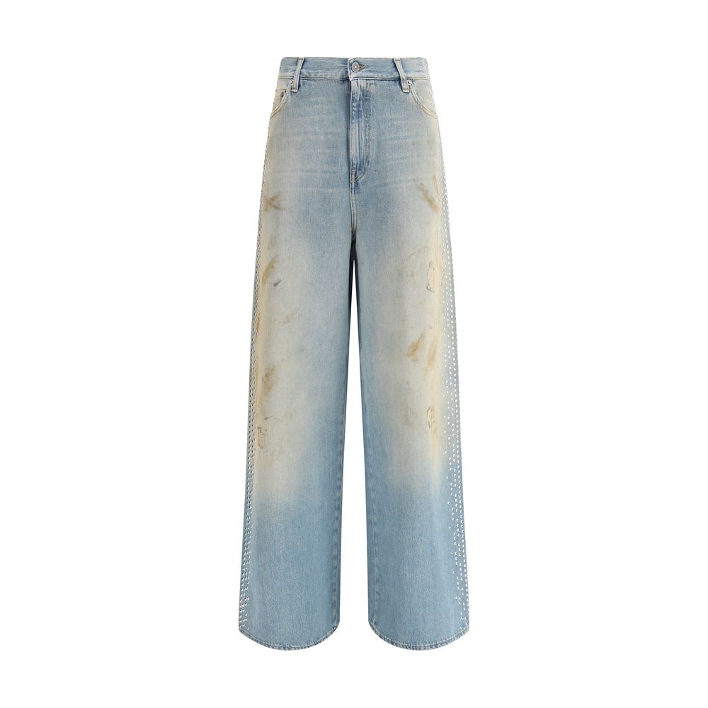 Blue Cotton Boyfriend Jeans