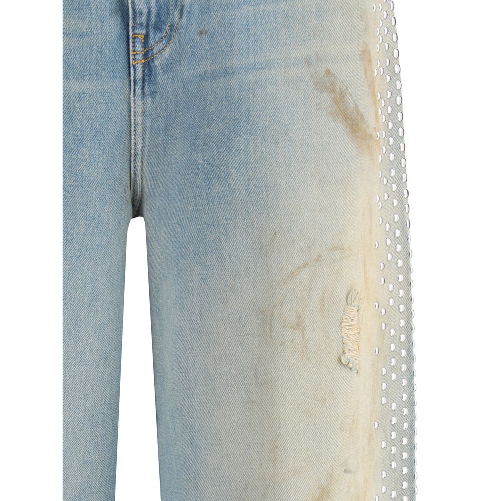 Blue Cotton Boyfriend Jeans