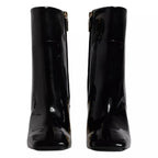 Black Jackie Leather Mid Calf Boots Shoes
