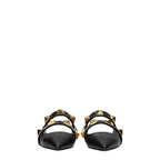 Black Leather Mules