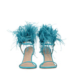 Green Leather Stiletto Heel Sandals