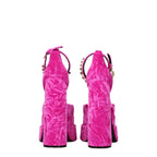 Pink Velvet Platform Sandals