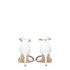 White Leather Stiletto Heel Sandals