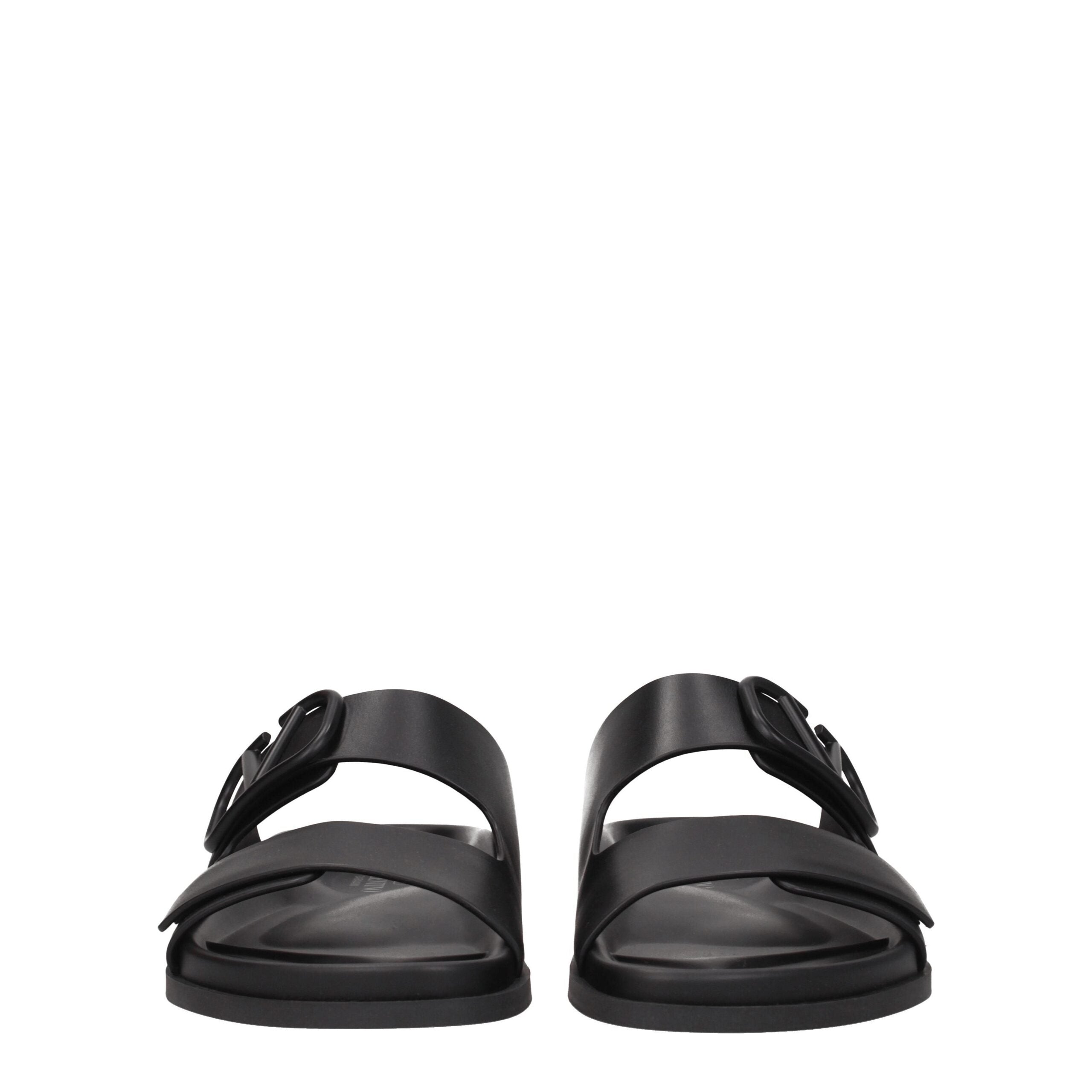 Black Leather Slippers