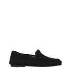 Black Fabric Slip-On Loafers