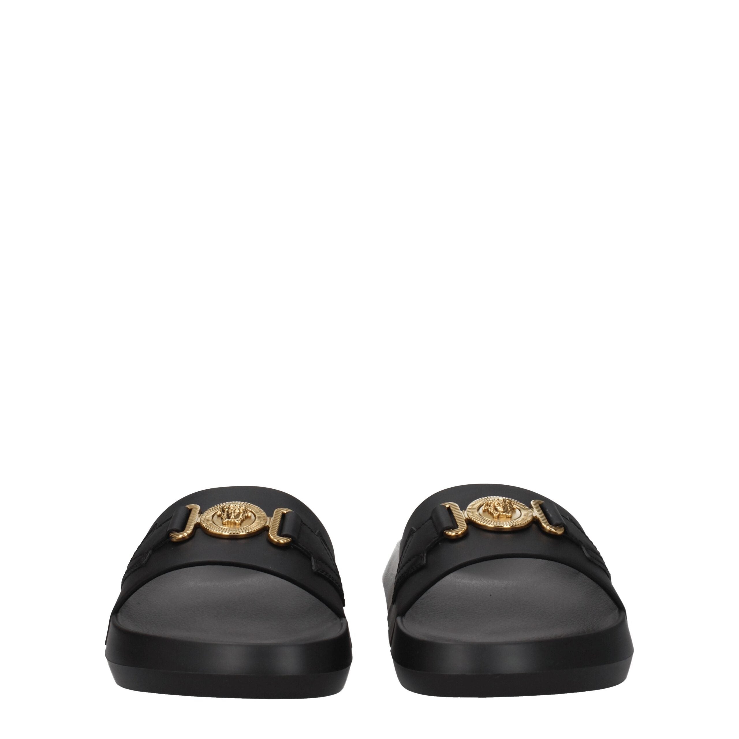 Black Leather Slippers