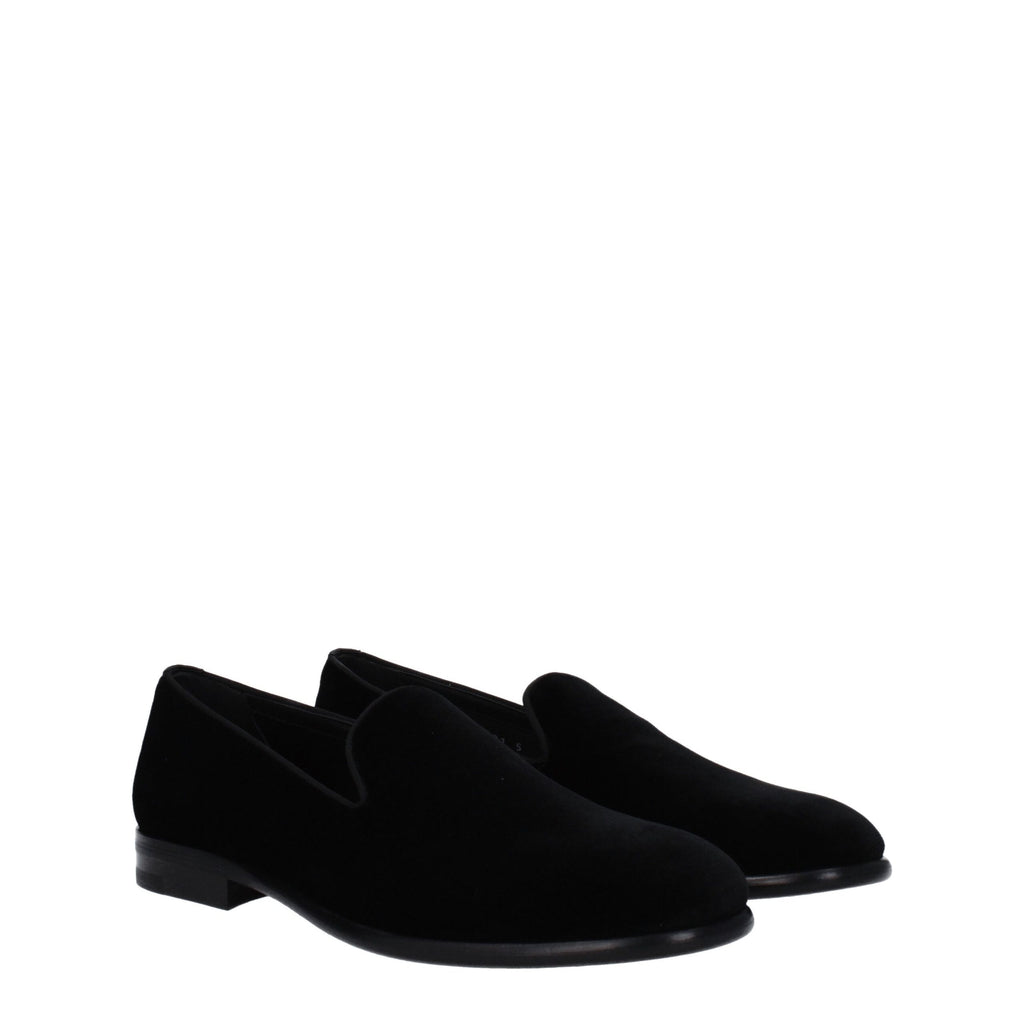 Black Velvet Slip-On Loafers