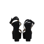 Black Satin Platform Sandals