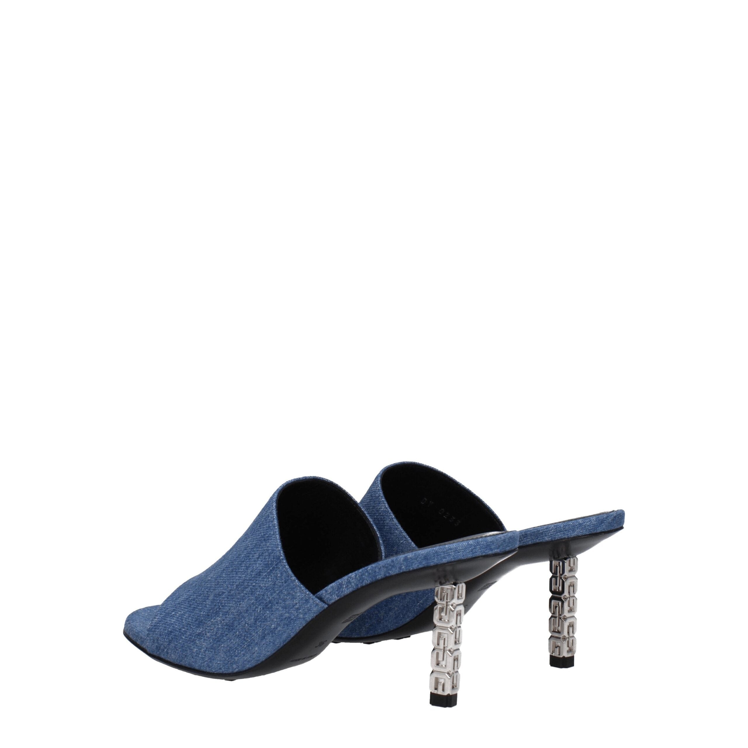 Blue Fabric Platform Sandals