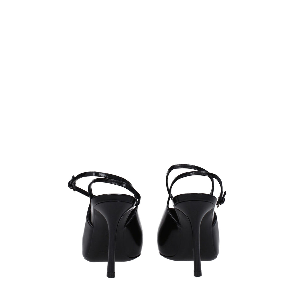 Black Leather High Heel Pumps