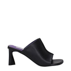 Black Leather Stiletto Heel Sandals
