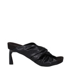 Black Leather Stiletto Heel Sandals