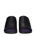 Black Leather Stiletto Heel Sandals