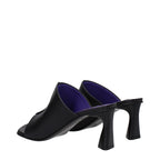 Black Leather Stiletto Heel Sandals