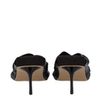 Black Leather Stiletto Heel Sandals