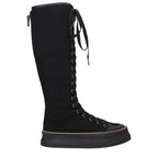 Black Fabric Lace-Up Boots