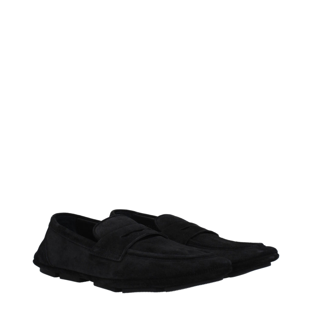 Black Leather Slip-On Loafers