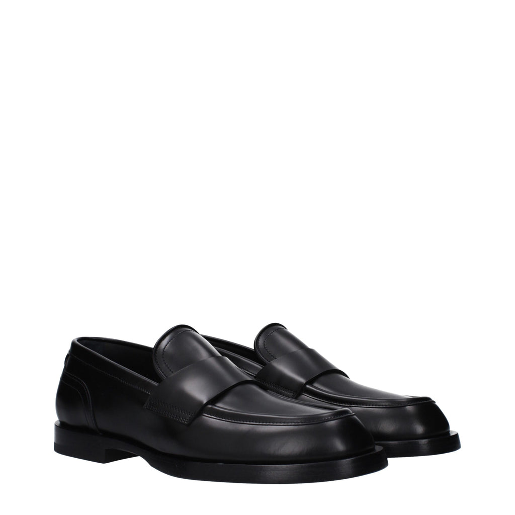 Black Leather Slip-On Loafers