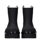 Black Cotton Ankle Boots