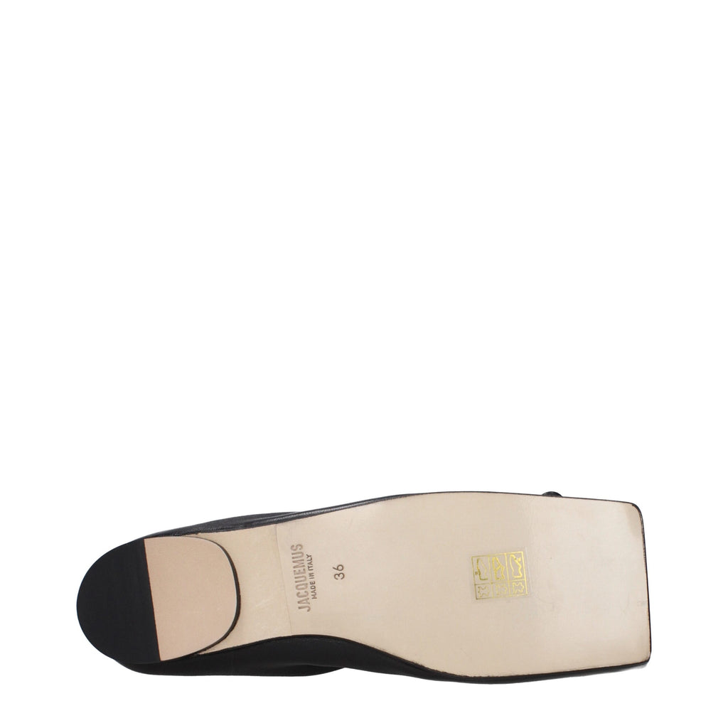 Black Leather Ballet Flats